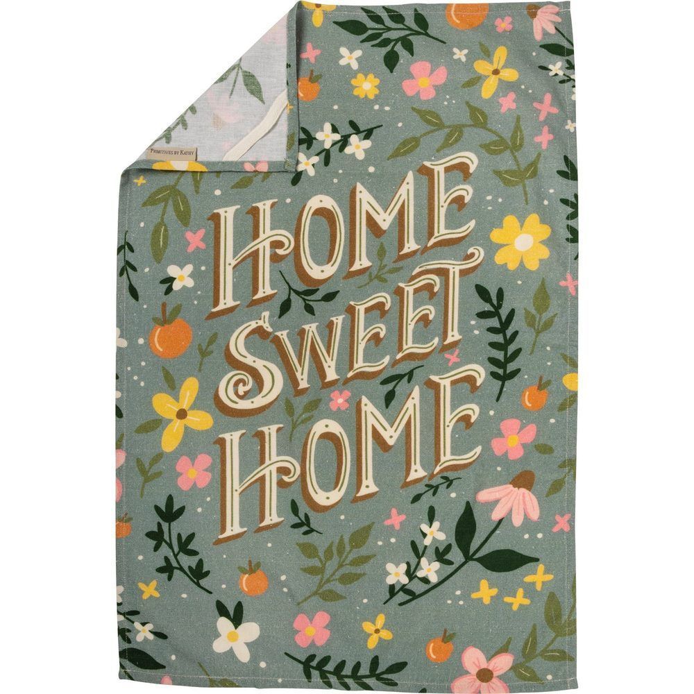 Home Sweet Home Floral Design Kitchen Towel | Novelty Tea Towel | Cute Kitchen